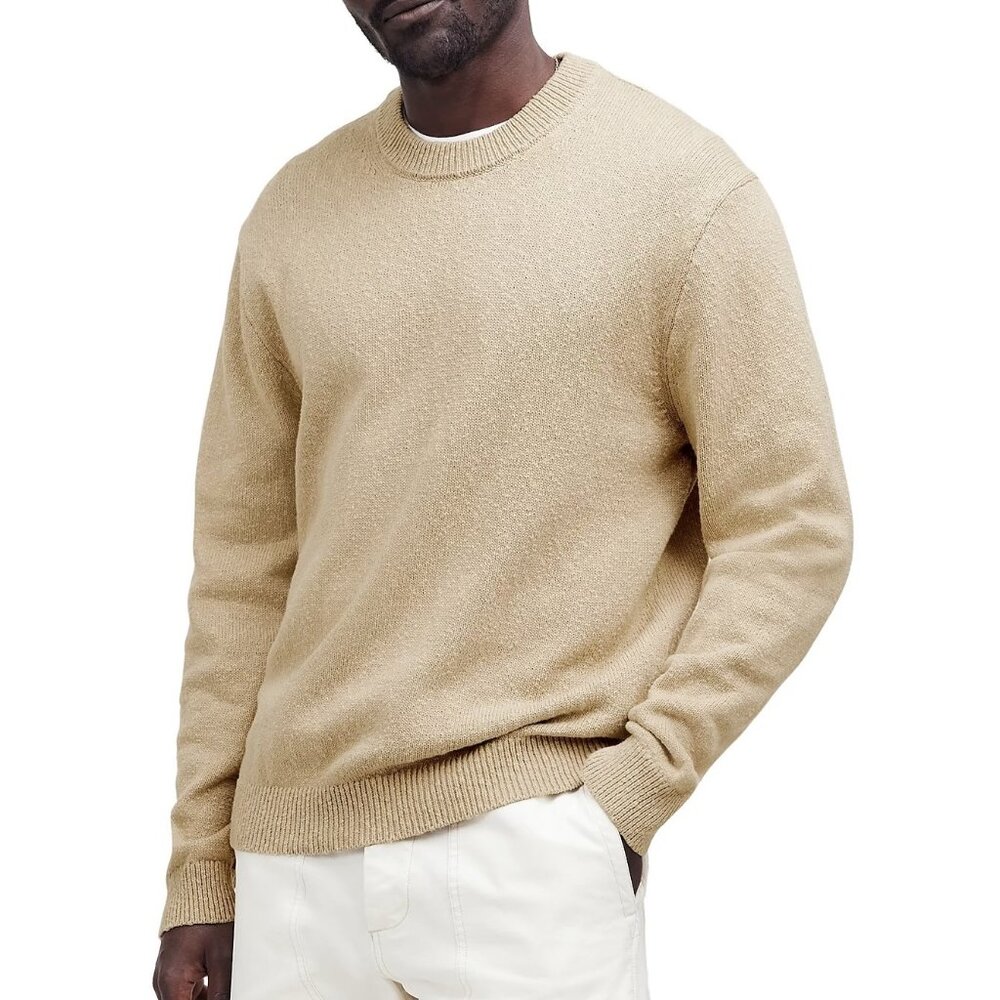 Madewell Men's Contramar Crewneck Textured Knit Pullover Sweater Faded Khaki XL